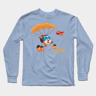 Vector illustration of a cute skydiver. Long Sleeve T-Shirt